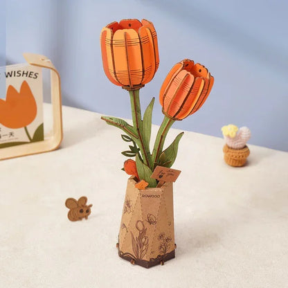 Wooden Flower Bouquet DIY 3D Puzzle - DIYTime