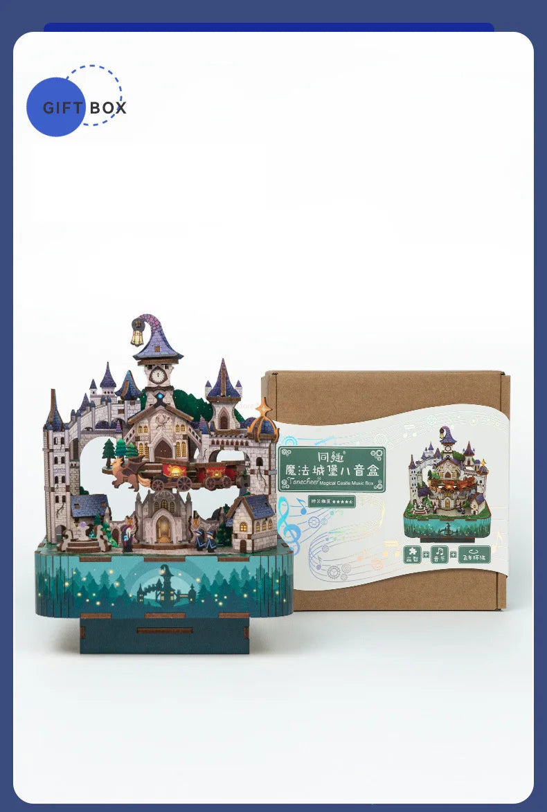 Magic Castle Music Box 3D Wooden Puzzles Miniature - DIYTime