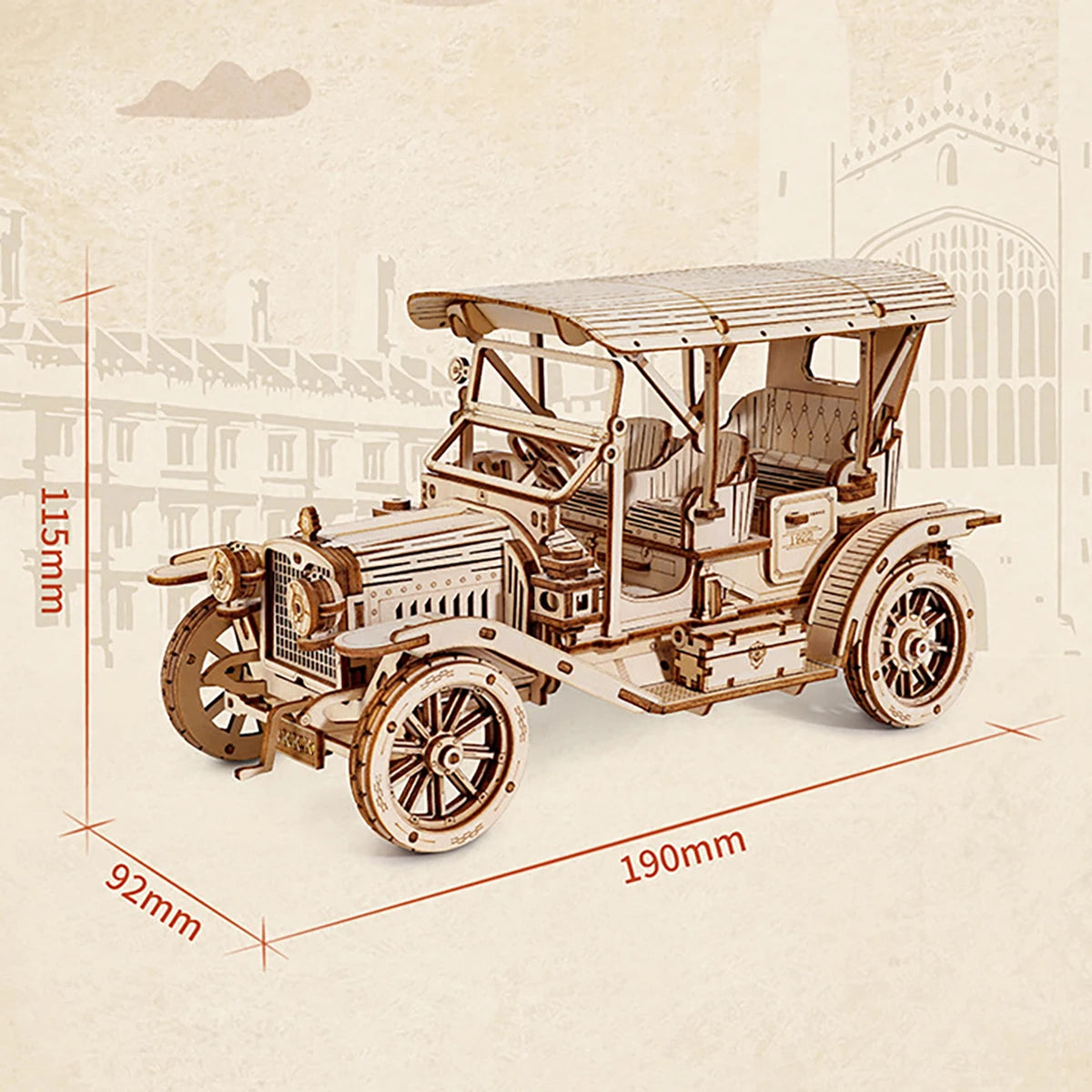 Vintage Retro Car 3D Wooden Puzzle - DIYTime