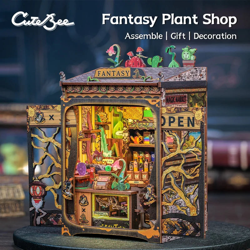 Fantasy Plant Shop Book Nook 3D Wooden Puzzle - DIYTime