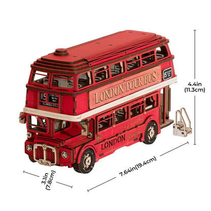 Robotime London Tour Bus 3D Wooden Puzzles Miniature - DIYTime