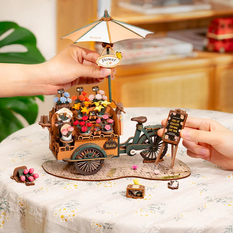 Robotime Blossom Cart 3D Wooden Puzzles Miniature - DIYTime