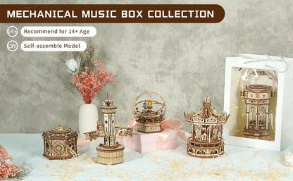 Airplane Control Tower Mechanical Music Box 3D Wooden Puzzle - DIYTime