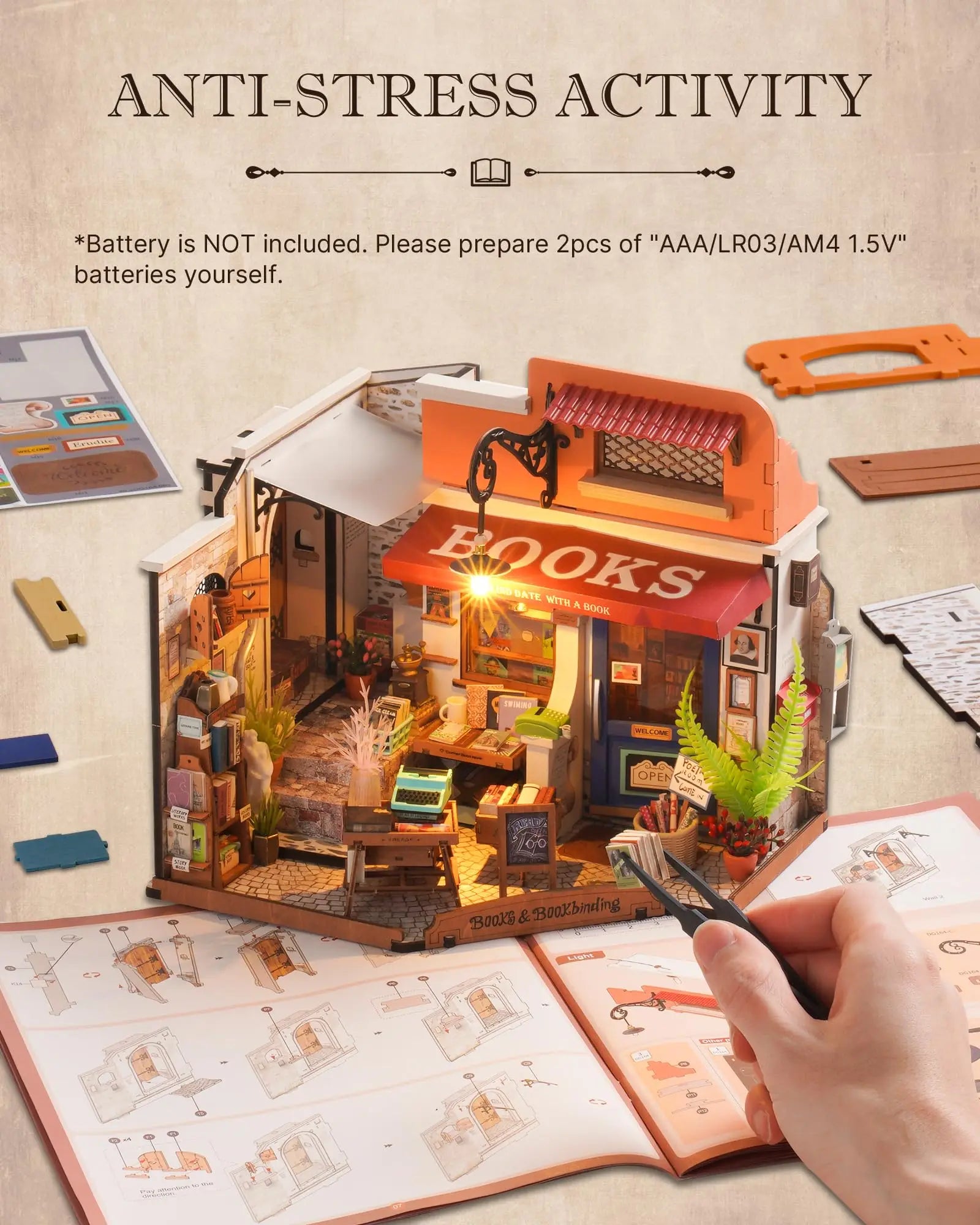 Bookstore 3D Wooden Puzzles Miniature - DIYTime