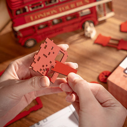 Robotime London Tour Bus 3D Wooden Puzzles Miniature - DIYTime