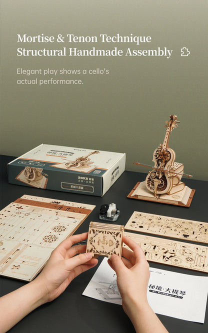 Magic Cello Mechanical Music Box & Music Instruments 3D Wooden Puzzle - DIYTime