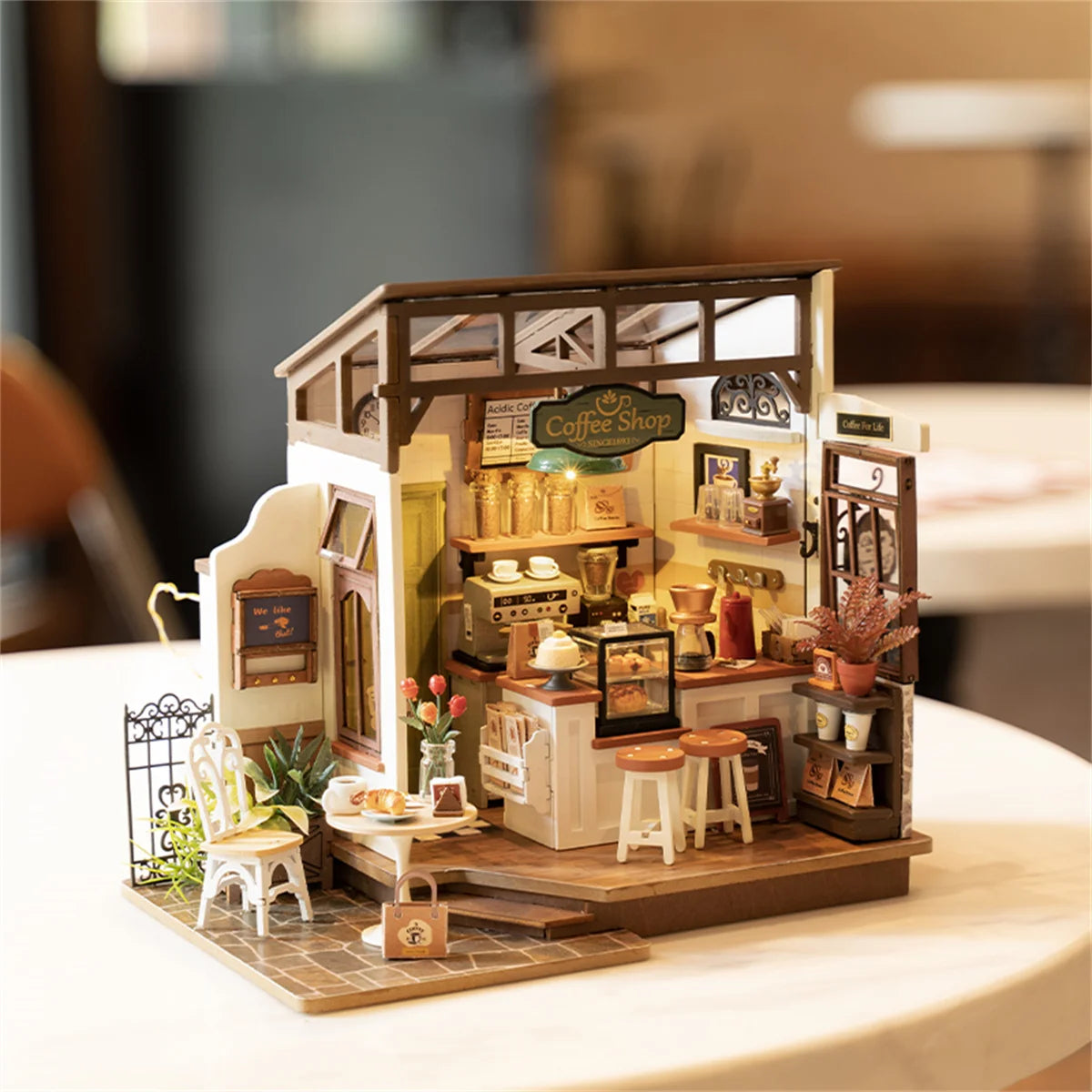 Rolife Cafe 3D Wooden Puzzles Miniature - DIYTime