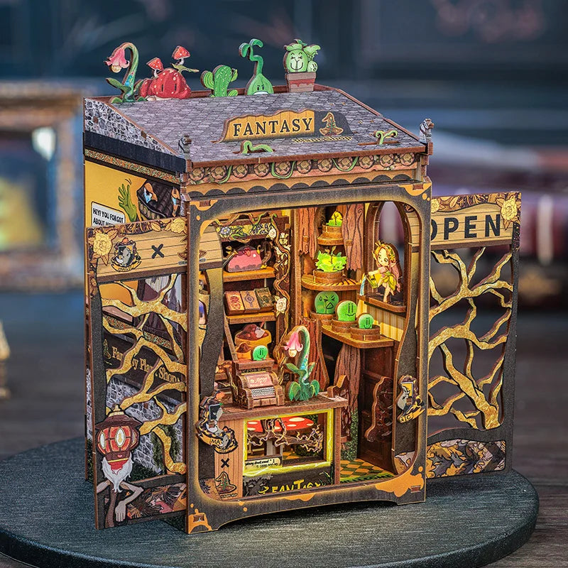 Fantasy Plant Shop Book Nook 3D Wooden Puzzle - DIYTime