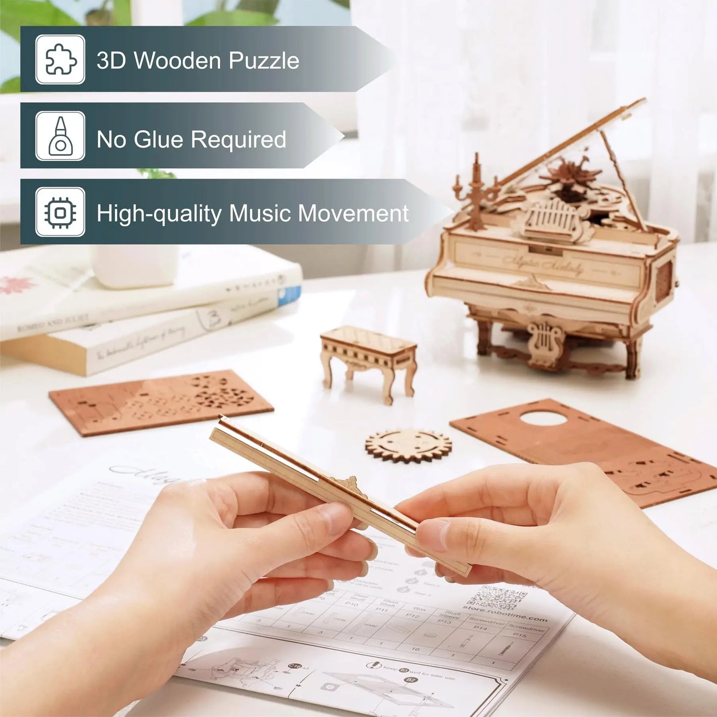 Magic Piano Mechanical Music Box 3D Wooden Puzzle - DIYTime