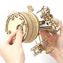 Airplane Control Tower Mechanical Music Box 3D Wooden Puzzle - DIYTime