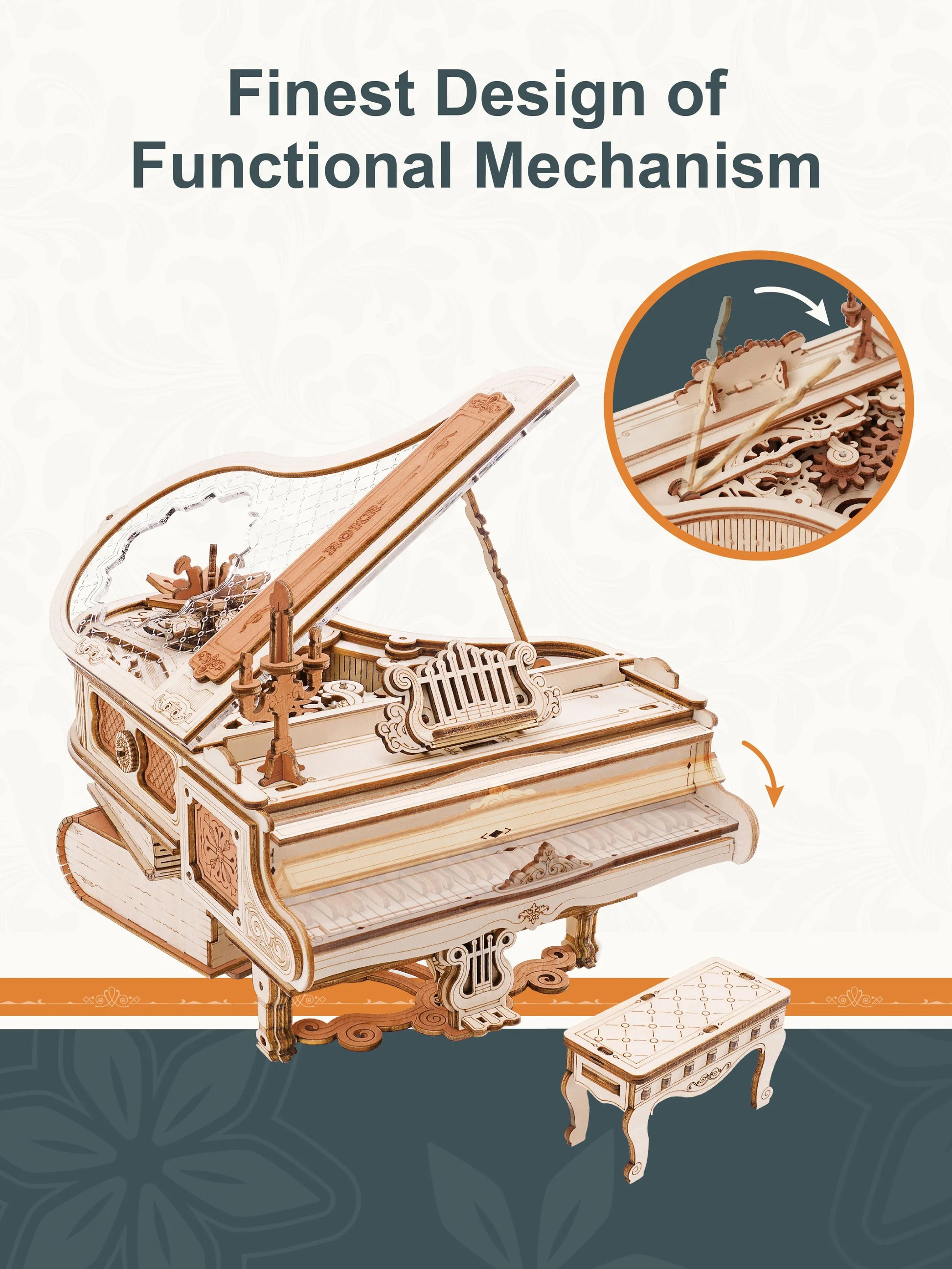 Magic Piano Mechanical Music Box 3D Wooden Puzzle - DIYTime