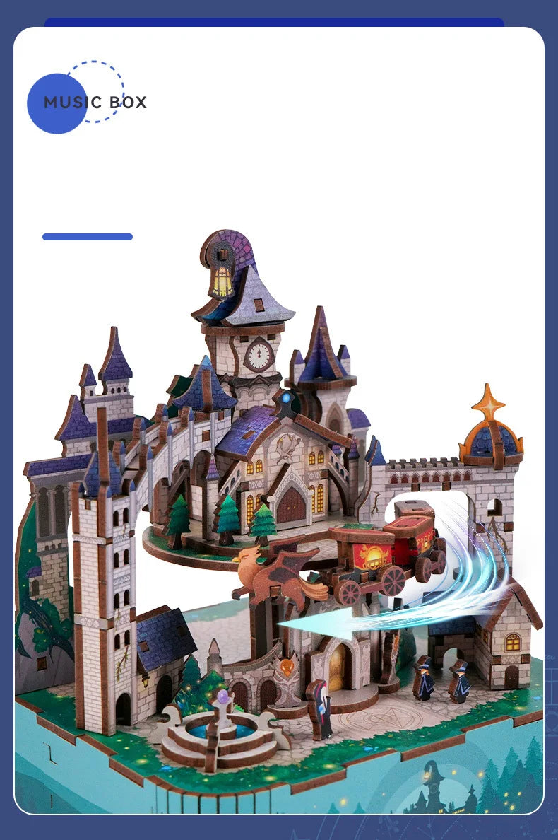 Magic Castle Music Box 3D Wooden Puzzles Miniature - DIYTime