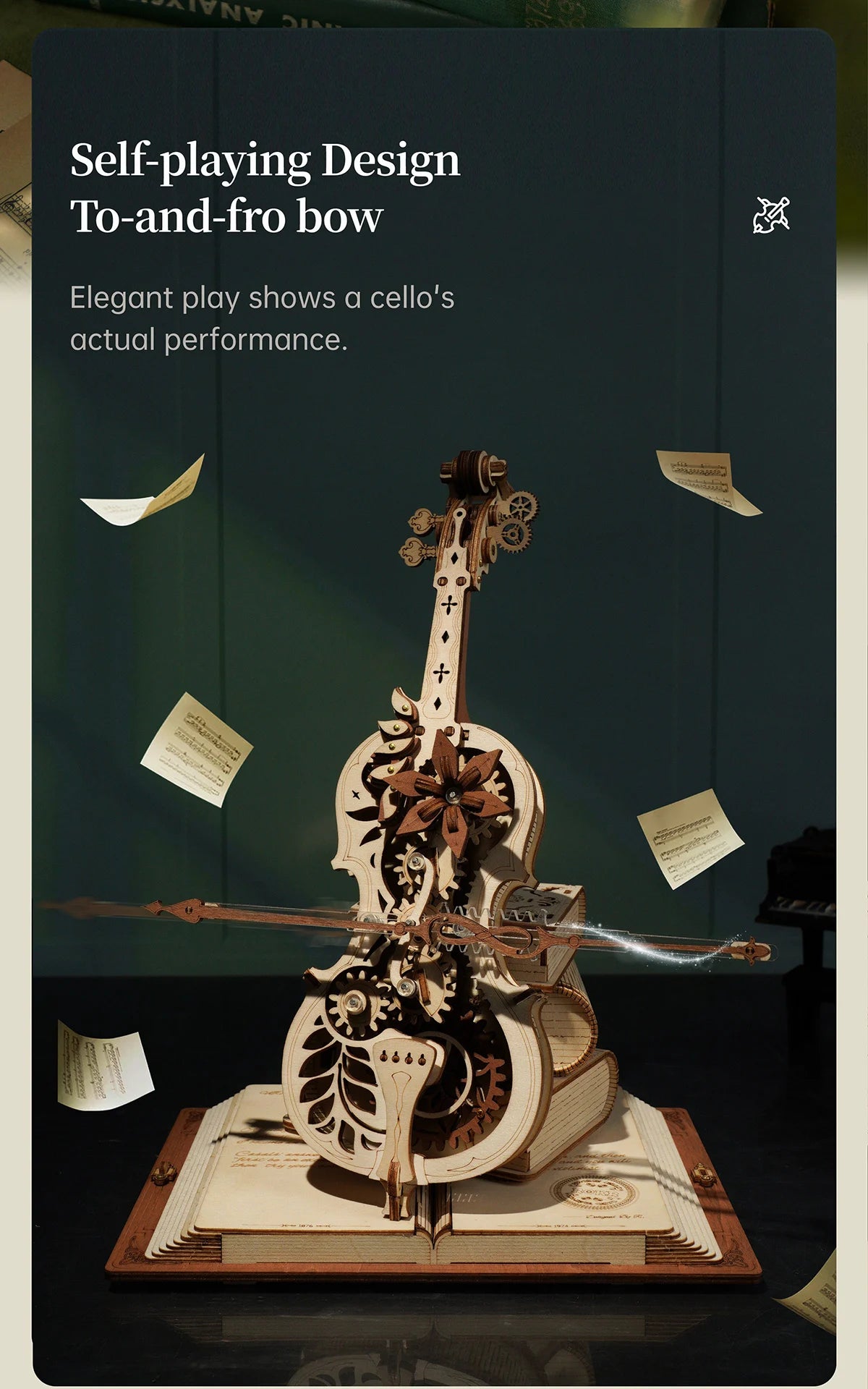 Magic Cello Mechanical Music Box & Music Instruments 3D Wooden Puzzle - DIYTime