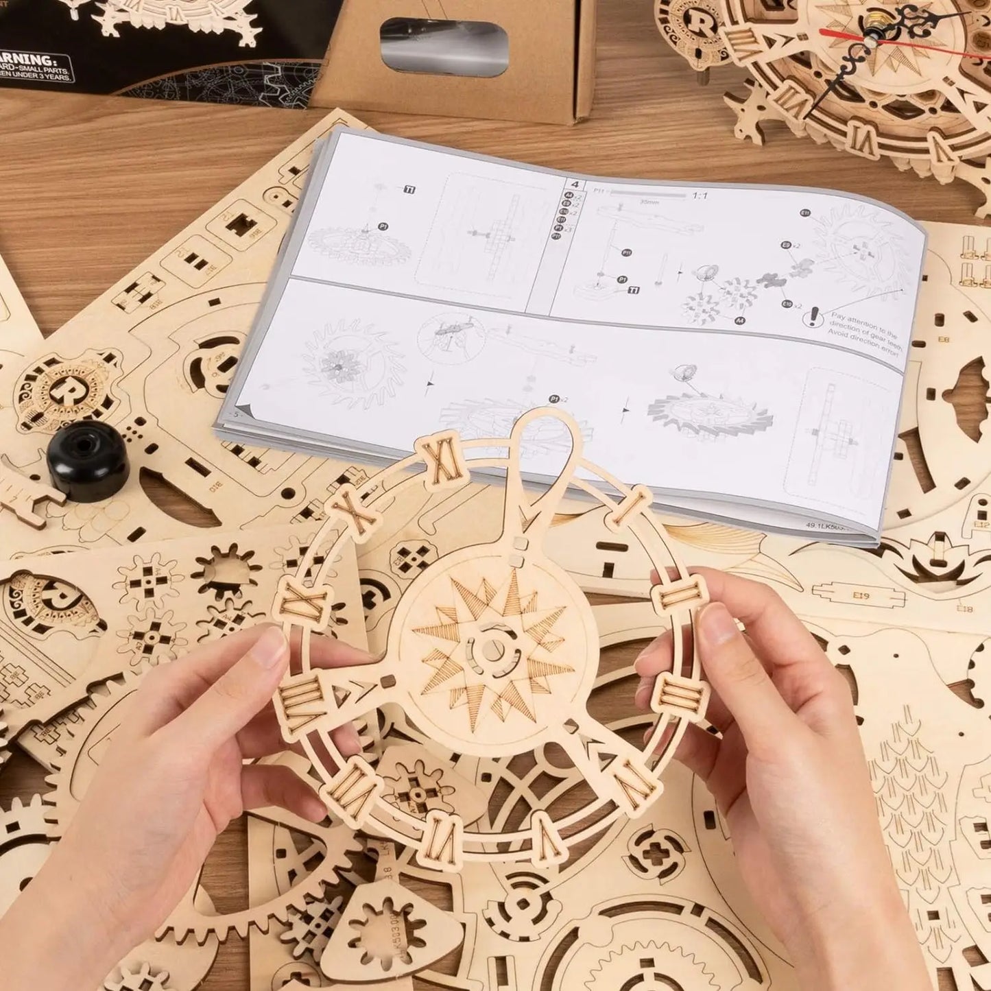 OWL Clock Mechanical Gear 3D Wooden Puzzle - DIYTime