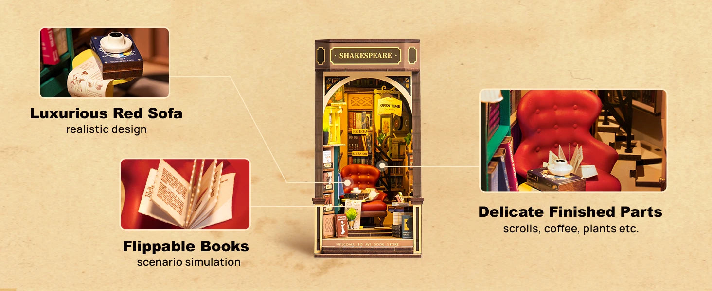 Bookstore 3D Wooden DIY Book Nook - DIYTime