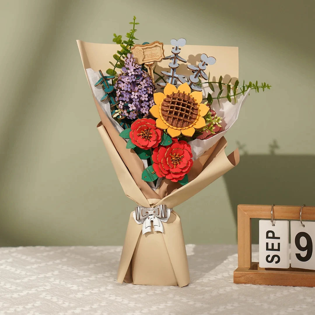 Wooden Flower Bouquet DIY 3D Puzzle - DIYTime