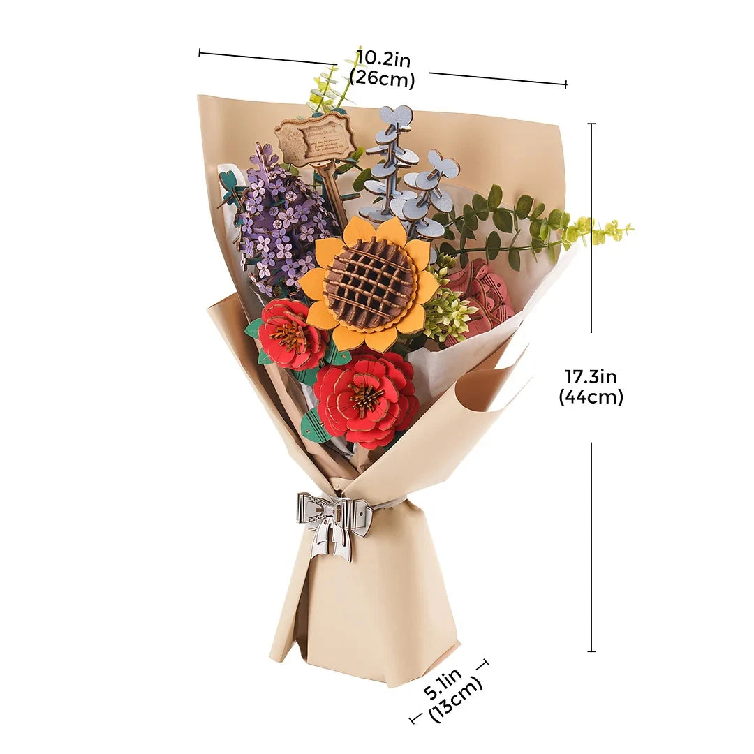 Wooden Flower Bouquet DIY 3D Puzzle - DIYTime