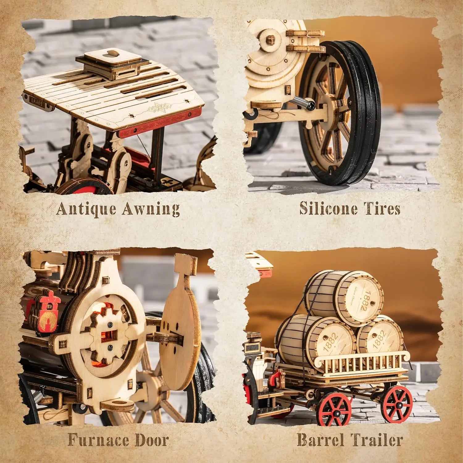 Mechanical Steam Engine 3D Wooden Puzzle - DIYTime