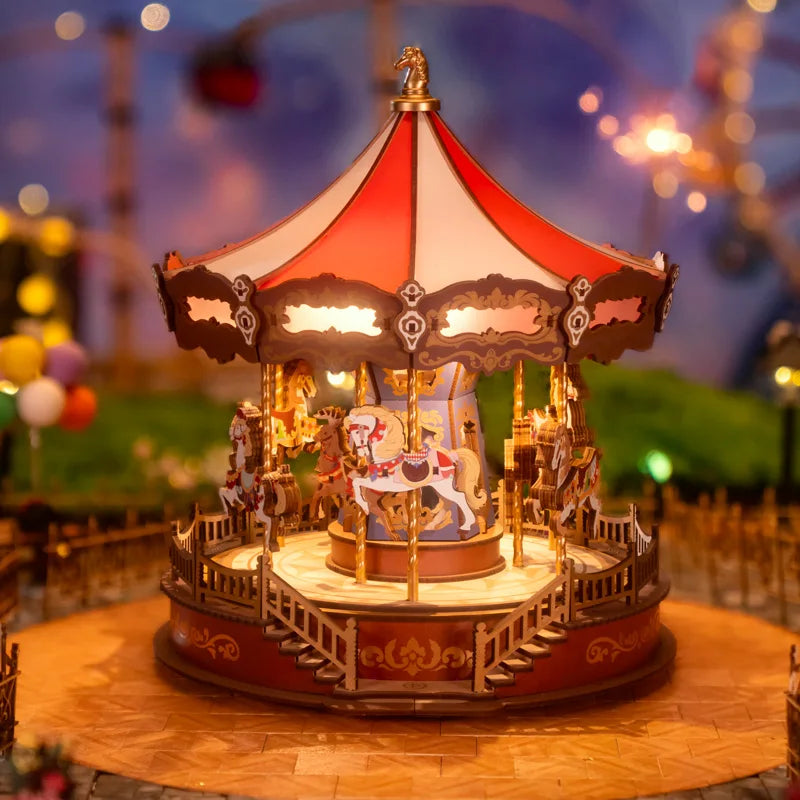 Robotime Carousel Music Box 3D Wooden Puzzles Miniature - DIYTime