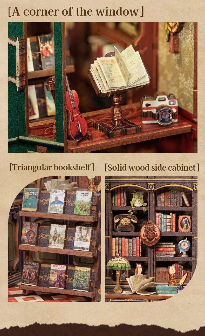 Bookshop Series 3D Wooden Puzzles Miniature - DIYTime