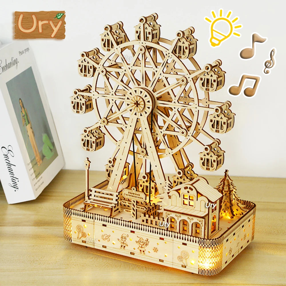 Ferris Wheel 3D Wooden Puzzle Music Box - DIYTime