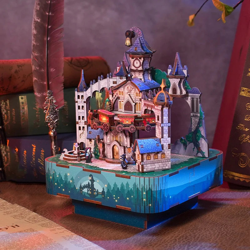 Magic Castle Music Box 3D Wooden Puzzles Miniature - DIYTime