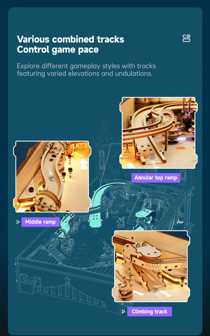 Pinball Machine 3D Wooden Puzzle Kit - DIYTime