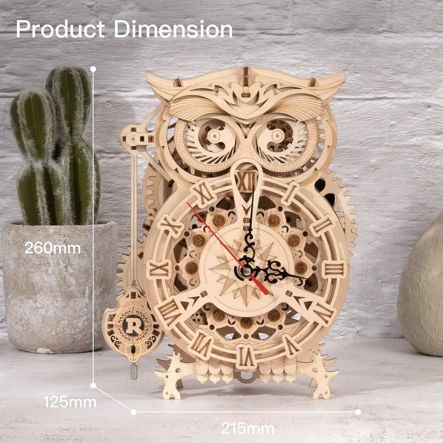 OWL Clock Mechanical Gear 3D Wooden Puzzle - DIYTime