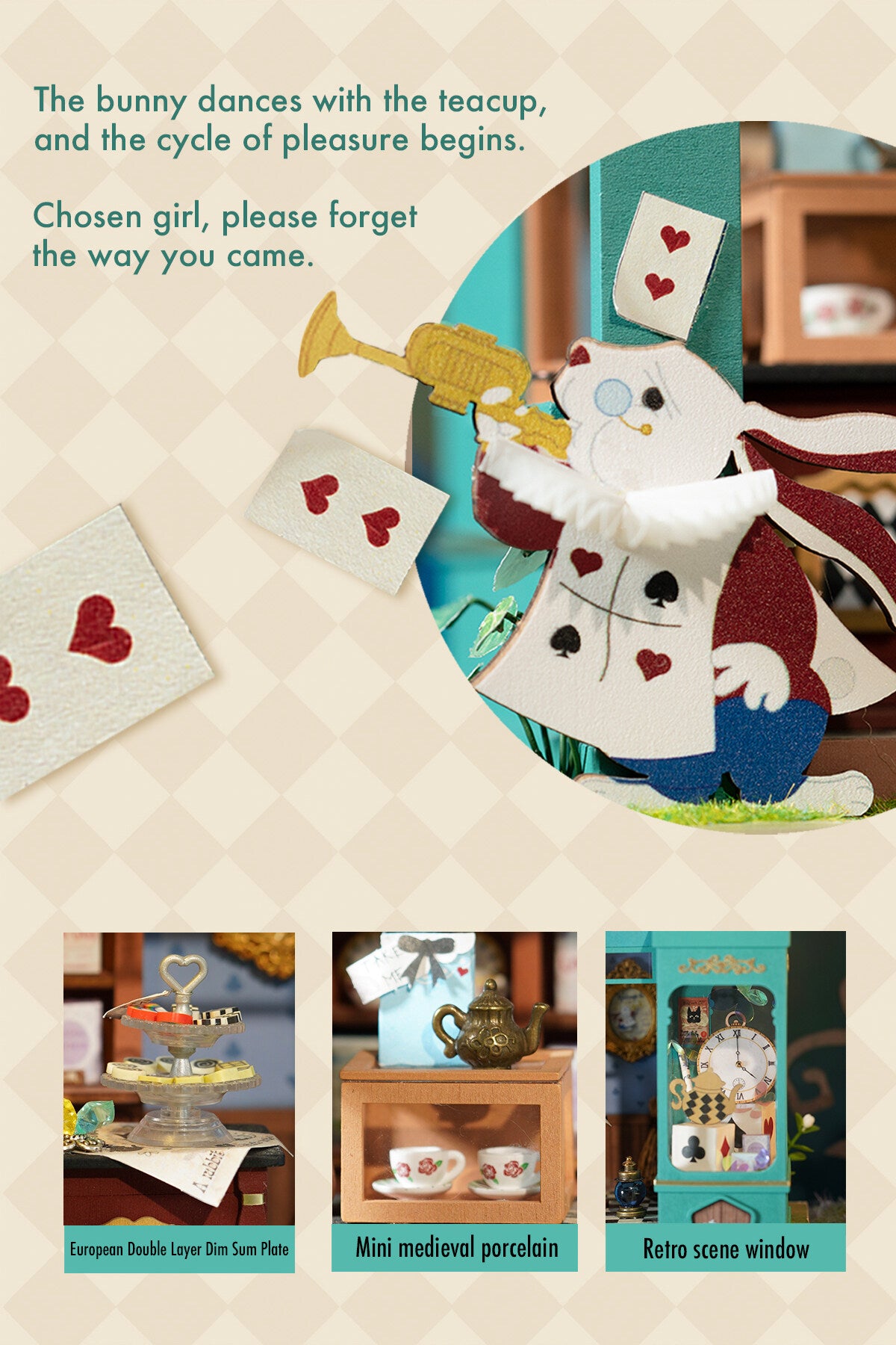 Alice's Tea Store 3D Wooden Puzzles Miniature - DIYTime